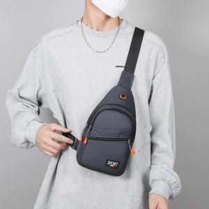 Nouveau sac de poitrine pour hommes, sac à bandoulière en nylon imperméable, multi-couches, sport, cyclisme en plein air, gris, noir, vert militaire, bleu foncé - Product Image 1