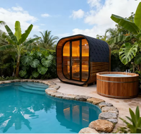 Nouveau design de sauna extérieur traditionnel en cèdre rouge, électrique, pour 2 personnes, 6 kW, panneau de commande informatique avec bain de glace
