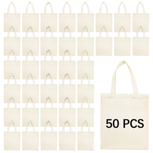 กระเป๋าผ้าแคนวาสพับได้ 50 ใบ ขนาด 13x15 นิ้ว สำหรับงานซับลิเมชั่น ใช้ซ้ำได้ สำหรับใส่ของช้อปปิ้ง ของใช้สำนักงาน ของขวัญ หรือใช้ในตลาด - Product Image 1