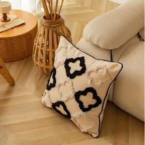 Modern Geometric Plush Throw Pillow Square Black <b>White</b> Living Room Decorative <b>Cushion</b> Removable <b>Cover</b> Bedroom Headboard Use - Product Image 2