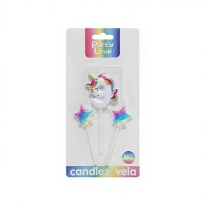 Bougie Licorne pour Fête N° Bougies décoratives en cire pour gâteau d'anniversaire, 9,6 cm + deux étoiles, pour fêtes, Pâques, Nouvel An, pour bars - Product Image 1