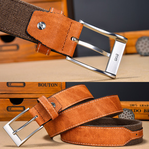Muestras Disponibles, Cinturón de Lona Marrón con Parches de Aleación de Buena Calidad para Hombre, Cinturones de Diseño para Ropa de Trabajo, Regalos Corporativos, Vestidos de Oficina - Product Image 3