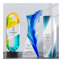 Nouveau trophée annuel en verre cristal Liuli écologique avec logo personnalisé, gravure sablée couleur et impression numérique
