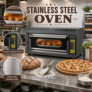 Horno Eléctrico Profesional para Panadería, Certificado CE, Máquina Industrial para Panadería, <span class=keywords><strong>Termostato</strong></span> Ajustable de 10-260°C, Comercial - Product Image 3