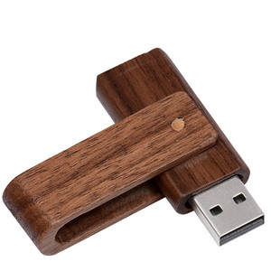 Factory Direct Creative <strong>Gifts</strong> Wooden Portable Disc Rotating USB 3.0 Drive Maple Walnut Mahogany Beech Lettering 128G - Product Image 1