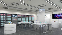 Conception de magasin de téléphonie mobile la plus récente, présentoir de magasin de téléphonie mobile, aménagement personnalisé, design d'intérieur de magasin d'accessoires mobiles 3D