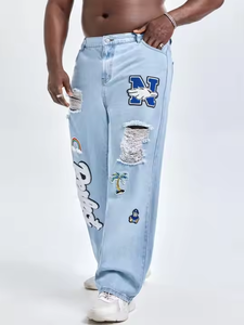 <span class=keywords><strong>กางเกง</strong></span><span class=keywords><strong>ยีน</strong></span><span class=keywords><strong>ส์</strong></span>ขาตรงสำหรับผู้<span class=keywords><strong>ชาย</strong></span><span class=keywords><strong>กางเกง</strong></span><span class=keywords><strong>ยีน</strong></span><span class=keywords><strong>ส์</strong></span>แฟชั่นโอเวอร์ไซส์ผ้าคอตตอนพิมพ์ลายกราฟิกแบบขาดสำหรับ100% โลโก้ออกแบบได้ตามต้องการ - Product Image 4