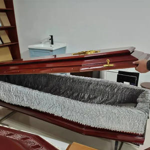 प्रीमियम यूरोपीय शैली लकड़ी ताबूत क्रॉस धातु हार्डवेयर सैटिन आंतरिक पर्यावरण के अनुकूल बच्चे दाह संस्कार स्मारक - Product Image 4