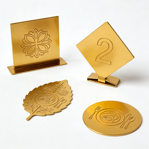 Custom-Made Brass-Colored Etched <b>Table</b> Number Sign - Hotel Restaurant Reservation Display Signage - Product Image 6