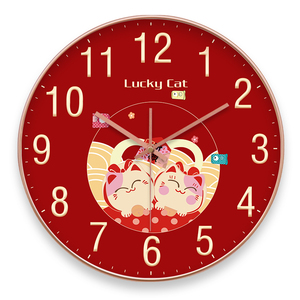 Horloge murale analogique ronde moderne de 12 pouces avec chat porte-bonheur sur le thème de la prospérité de la conception <span class=keywords><strong>Maneki</strong></span>-<span class=keywords><strong>Neko</strong></span> - Product Image 3