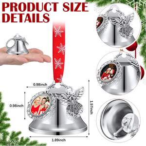 Adorno de Campana Sublimada para Navidad, Decoraciones para Árbol de Navidad, Marco de Fotos Navideño, Adorno Colgante para Árbol de Navidad - Product Image 3