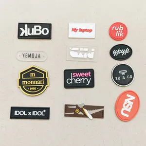 Custom Logo Tiny Letters Rubber Patch Iron On Black PVC Brand Silicone Patch Silicone Labels For Clothing