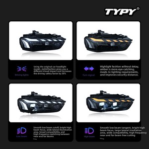 ชุดไฟหน้า TYPY สำหรับ Audi A4L ปี 2013-2016; ไฟหน้าโปรเจคเตอร์แบบ Full-LED สไตล์ B8 พร้อมไฟ DRL และไฟเลี้ยวแบบไหล 12V - Product Image 5