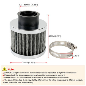 Air Filter 35mm Black And <b>Silver</b> For Car Modification With Clamp Included - Product Image 2