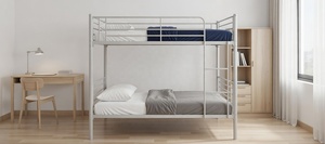 Lit superposé en métal commercial, double sur double, cadre en acier vert, résistant, capacité de charge 300 kg, barrières de sécurité, échelle, pour dortoirs d'étudiants, hôtels - Product Image 2