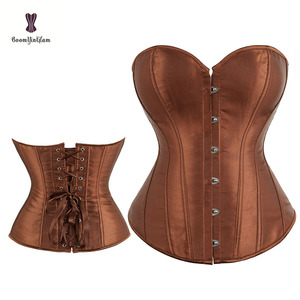 High Quality Cheap Plain Satin Blue Overbust <strong>Corset</strong> Tops for <strong>Woman</strong> - Product Image 5