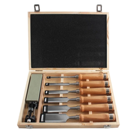 Peaktop 8 pièces Kit de ciseau à bois avec étui en bois de qualité supérieure Ciseau à bois avec manche en bois Ensembles d'outils