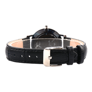 Montre-bracelet à quartz pour femme avec cadran rond Affichage en cuir noir et boîtier en alliage Charme pour femme à la mode en vente - Product Image 3
