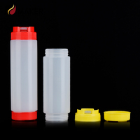 Bouteille souple en PE de qualité alimentaire 480ml 600ml 720ml à double tête, anti-fuite, sans BPA, pour salade, sauce piquante, soja, ketchup, mayonnaise