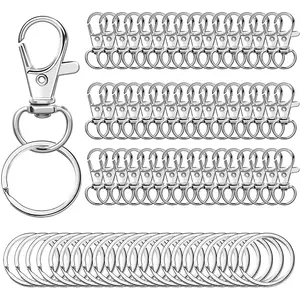 100 Stuks Sleutelhanger Haken Met Sleutelhanger Sleutelhanger Ringen Metalen Sleutelhanger Voor Speelgoed Sieraden Maken Handwerk Draaibare Kreeft Sluitingen Sleutelhanger