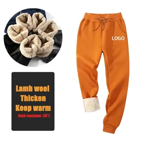 Wholesale Wool Trousers Blank Men Sweatpants Custom Logo Sherpa Lined Fleece Track Pants Heavyweight Jogger Pants For Men