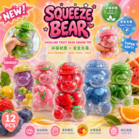 Jouet Squishy Ours Mignon en TPR Façon Fruit Moulable Rempli de Vaseline avec Chapeau pour Garçons et Filles, Anti-Stress, Forme Compacte