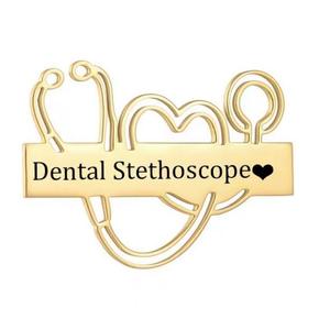 Индивидуальный медицинский значок из нержавеющей стали для стетоскопа, длинная брошь-заготовка, персонализированный, с лазерной гравировкой логотипа и именной табличкой - Product Image 6