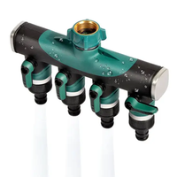 Adaptateur de raccordement d'eau de jardin en métal à rotation facile, 4 sorties de pression de débit réglables, séparateur de tuyau à 4 voies, outils de jardin