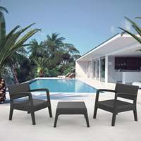 Ensemble de jardin en plastique moulé par injection, design contemporain élégant et durable, petit ensemble de chaises et de table pour l'extérieur, Miami Tte--Tte