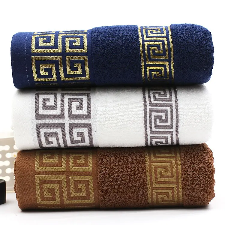 Customized Embroidered Logo White towels sets Spa 100% Cotton Terry Luxury Bath towel Hotel Towels