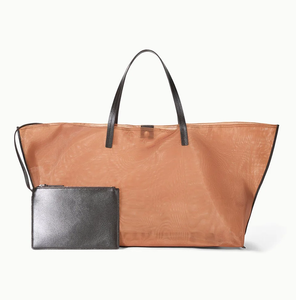 Sac fourre-tout de plage spacieux pour femme avec logo personnalisé OEM, résistant à l'usure, en maille, avec larges bretelles, sac <span class=keywords><strong>d</strong></span>écontracté pour l'extérieur - Product Image 3