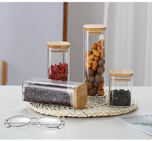 Barattolo in <span class=keywords><strong>Vetro</strong></span> Borosilicato Personalizzato <span class=keywords><strong>con</strong></span> Logo, per Conservazione Alimenti e Spezie, <span class=keywords><strong>con</strong></span> Coperchio in Legno di Bambù - Product Image 6
