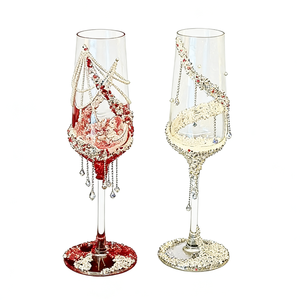 Copa de Champán Decorada con Mariposas y Flores Eternas, Material para Manualidades, Regalo para Bodas, Compromisos y Rituales - Product Image 1