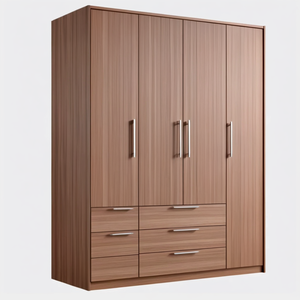 Lemari anak kustom 4 pintu 6 Laci, lemari anak dengan bingkai kayu Solid untuk Kamar Tidur & Ruang bermain - Product Image 1