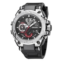 Jam Tangan Olahraga Pria SMAEL 8060 5ATM Tahan Air dengan Layar Analog Digital, Stopwatch, Alarm & Kronograf