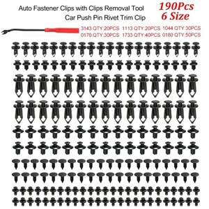 Auto Fastener <b>Clips</b> 190Pcs 6 Sizes ABS Push Pin Rivet Trim <b>Clip</b> <b>Car</b> Repair - Product Image 1