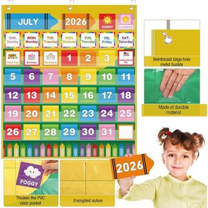 Juego de Calendario de Bolsillo para el Aula, 120 Tarjetas con Información sobre Clima, Estaciones, Festividades, Fecha, Mes y Año para la Gestión del Tiempo - Product Image 1