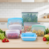 Sacs de conservation alimentaire en silicone de qualité alimentaire, durables, étanches, réutilisables, sans BPA, avec logo personnalisé, sacs de conservation alimentaire en silicone autoportants