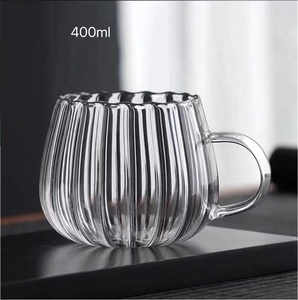 <span class=keywords><strong>Taza</strong></span> de vidrio estilo <span class=keywords><strong>calabaza</strong></span> a rayas de 350ml, <span class=keywords><strong>taza</strong></span> de té de la leche resistente al calor para uso diario con asa - Product Image 2
