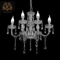 Lustre Rétro Européen à 6/8 Têtes, Suspension en Acrylique Transparent, Idéal pour Décoration de Plafond de Mariage