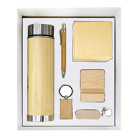 Vente en gros de coffret de cadeaux d'entreprise promotionnel en bambou écologique Logo personnalisé Gobelet en bambou Journal de notes de journal 6 en 1