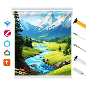 ستائر نوافذ آلية معتمة مقاومة للماء مع نظام أليكسا الذكي المدمج وواي فاي وزيجبي، تصنيع حسب الطلب - Product Image 2