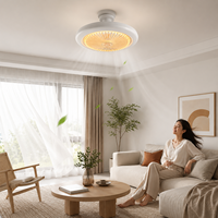 Ventilateur de plafond E27 silencieux avec télécommande, LED dimmable 3 couleurs 22W, 5 pales, design moderne pour chambre, salon, cuisine