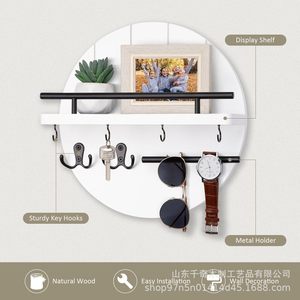 Support mural en bois pour clés et lunettes de soleil, support de rangement rond multi-usages pour l'organisation de la maison - Product Image 3