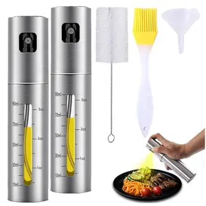 Ferramenta de cozinha em aço inoxidável 120ml, spray de óleo para churrasco, salada, fritadeira e ar, 2 pacotes