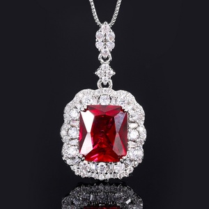 Fashion 12*16mm Red Zircon Minimalist Square Necklace <b>Earrings</b> Ring <b>Set</b> Eco-friendly Copper Geometric Jewelry <b>Set</b> - Product Image 5