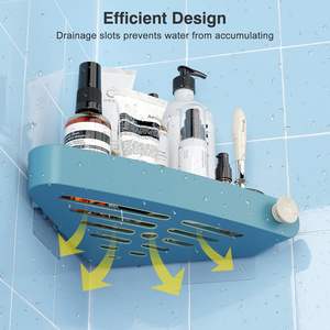 Accessoires de salle de bain en gros, étagère de rangement murale en plastique à ventouse pour salon, avec ruban adhésif sans trace - Product Image 3