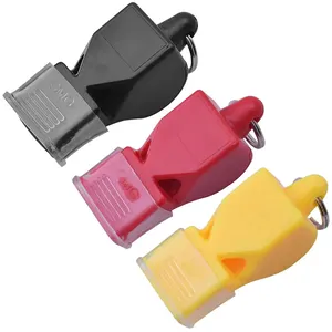 Sifflets d'arbitre de sport multicolores avec logo personnalisé avec lanière Sifflets en plastique ABS de survie d'urgence