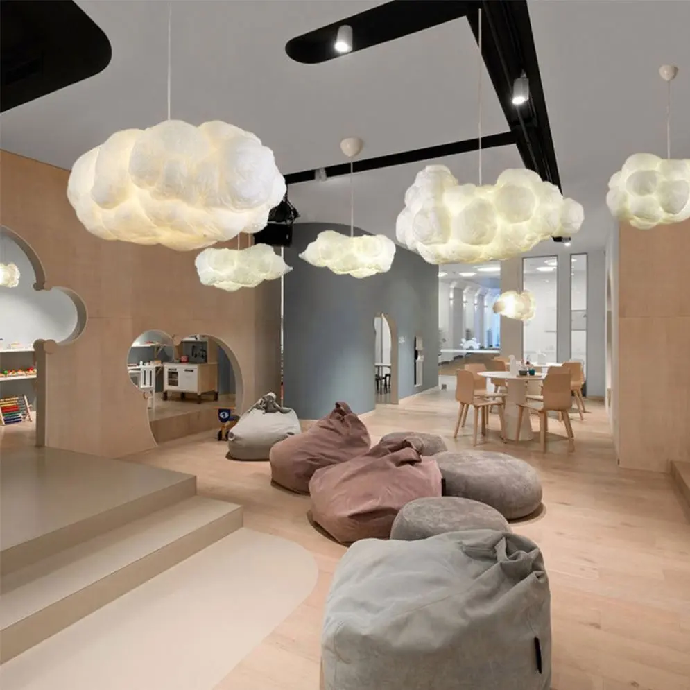İskandinav bulutlar kolye ışıkları ipek lambası koyu bulutlar Hanglamp kişilik süslemeleri asılı ışık otel lobisinde restoran