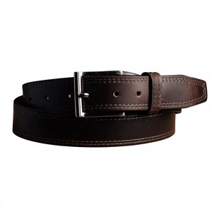 Ceinture BS INTERNATIONAL 100% cuir de vache véritable, boucle carrée en acier, motif uni écologique, moulage monobloc, largeur 3,8 cm - Product Image 5